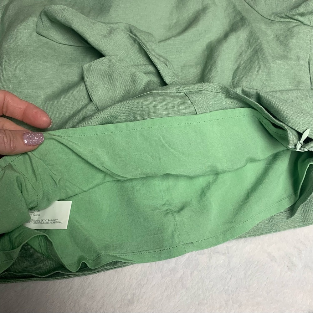Capulet crop shirt size medium green elastic sleeves tie at waist very unique - Picture 9 of 12